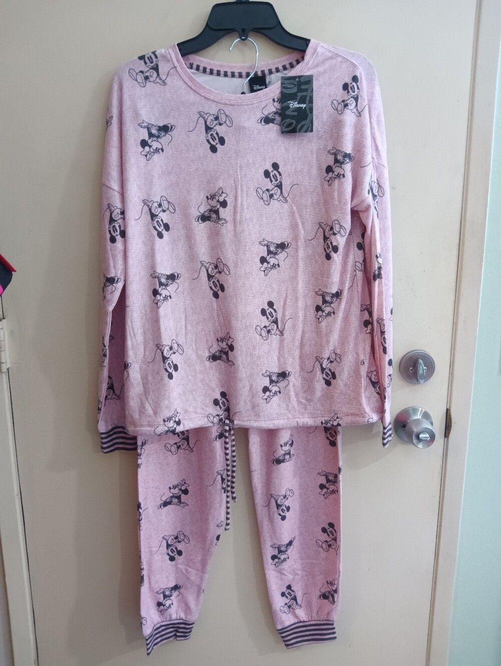 Women Pink Mickey Mouse Pajama Set -saze S Soft Long Sleeve & Jogger